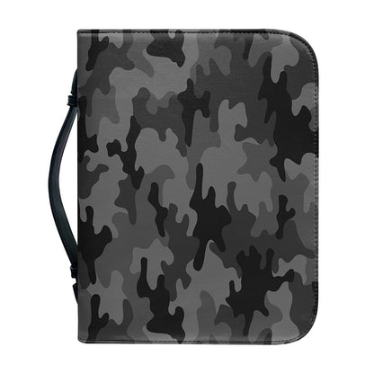 Black And Grey Camouflage Print Leather Bible Cover