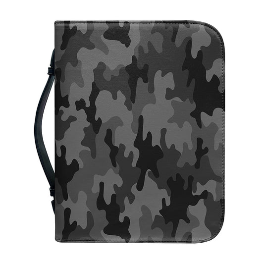 Black And Grey Camouflage Print Leather Bible Cover