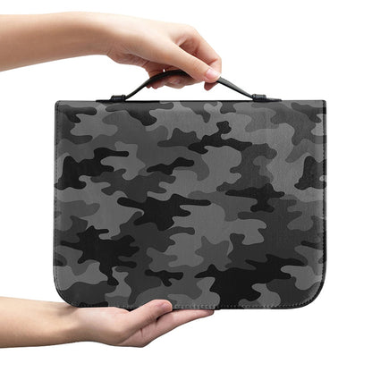 Black And Grey Camouflage Print Leather Bible Cover