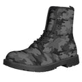 Black And Grey Camouflage Print Lace-Up Boots