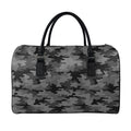 Black And Grey Camouflage Print Leather Duffel Bag