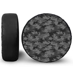 Black And Grey Camouflage Print Leather Spare Tire Cover