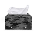 Black And Grey Camouflage Print Leather Tissue Box Cover