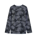 Black And Grey Camouflage Print Long Sleeve Short Coat