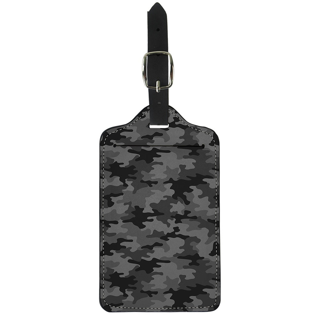Black And Grey Camouflage Print Luggage Tag