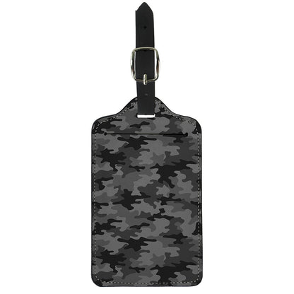Black And Grey Camouflage Print Luggage Tag