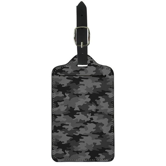 Black And Grey Camouflage Print Luggage Tag