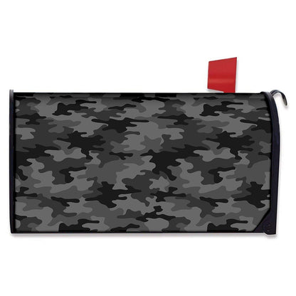 Black And Grey Camouflage Print Mailbox Cover