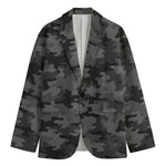 Black And Grey Camouflage Print Men's Blazer