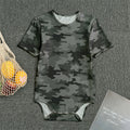 Black And Grey Camouflage Print Men's Bodysuit