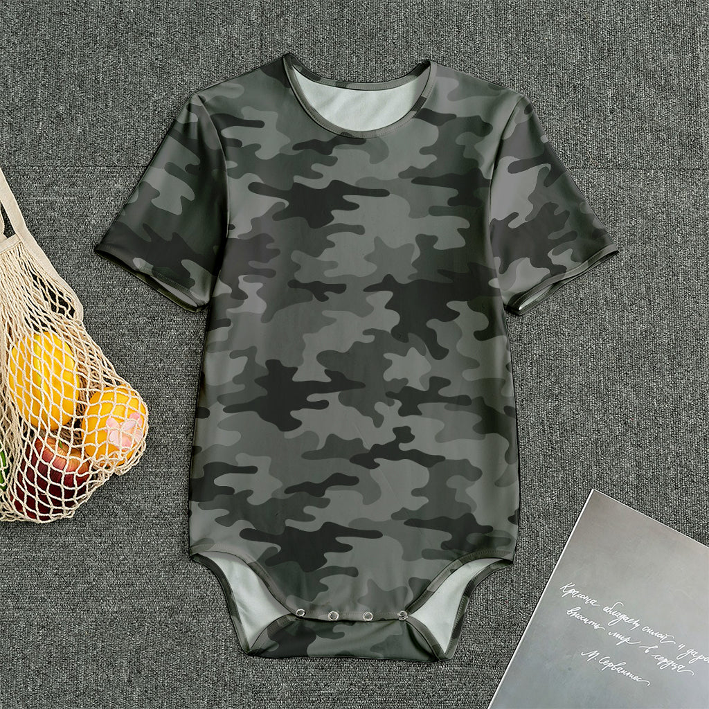 Black And Grey Camouflage Print Men's Bodysuit