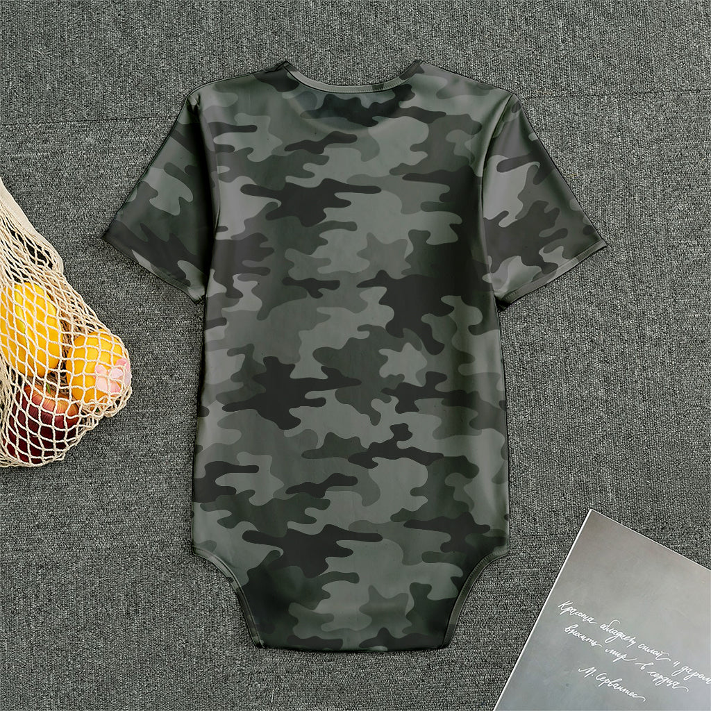 Black And Grey Camouflage Print Men's Bodysuit