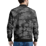 Black And Grey Camouflage Print Men's Bomber Jacket