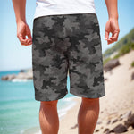 Black And Grey Camouflage Print Men's Cargo Shorts