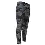 Black And Grey Camouflage Print Men's Compression Pants