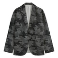 Black And Grey Camouflage Print Men's Cotton Blazer