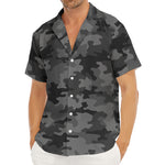 Black And Grey Camouflage Print Men's Deep V-Neck Shirt