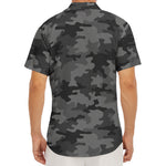 Black And Grey Camouflage Print Men's Deep V-Neck Shirt