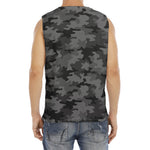 Black And Grey Camouflage Print Men's Fitness Tank Top