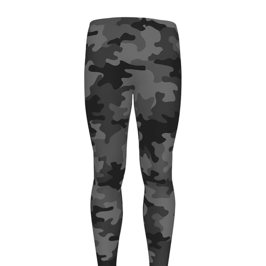 Black And Grey Camouflage Print Men's leggings