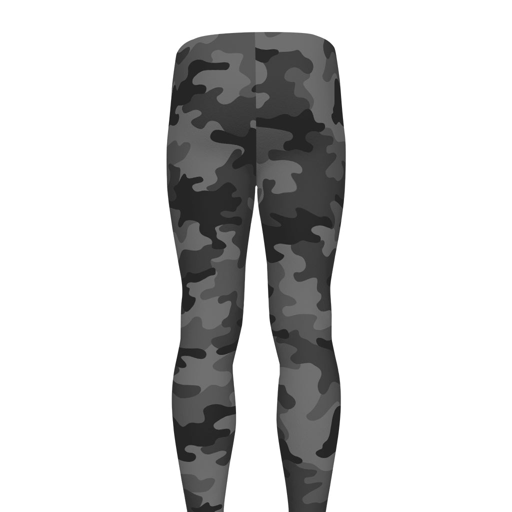 Black And Grey Camouflage Print Men's leggings
