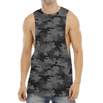 Black And Grey Camouflage Print Men's Muscle Tank Top