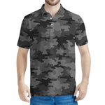 Black And Grey Camouflage Print Men's Polo Shirt
