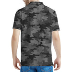 Black And Grey Camouflage Print Men's Polo Shirt