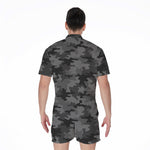 Black And Grey Camouflage Print Men's Rompers
