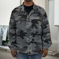 Black And Grey Camouflage Print Men's Shirt Jacket