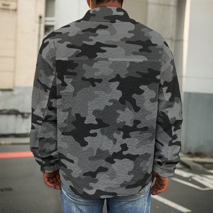 Black And Grey Camouflage Print Men's Shirt Jacket
