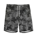 Black And Grey Camouflage Print Men's Athletic Shorts