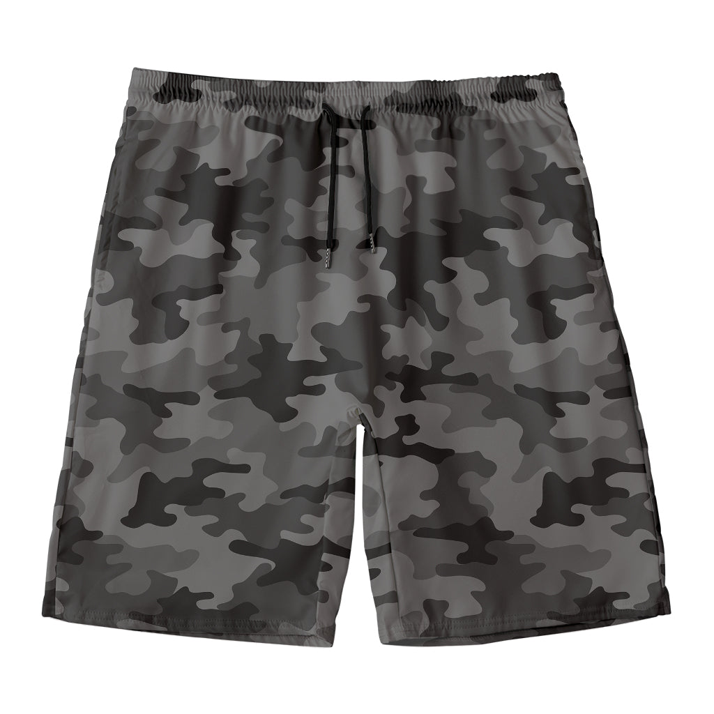 Black And Grey Camouflage Print Men's Swim Trunks