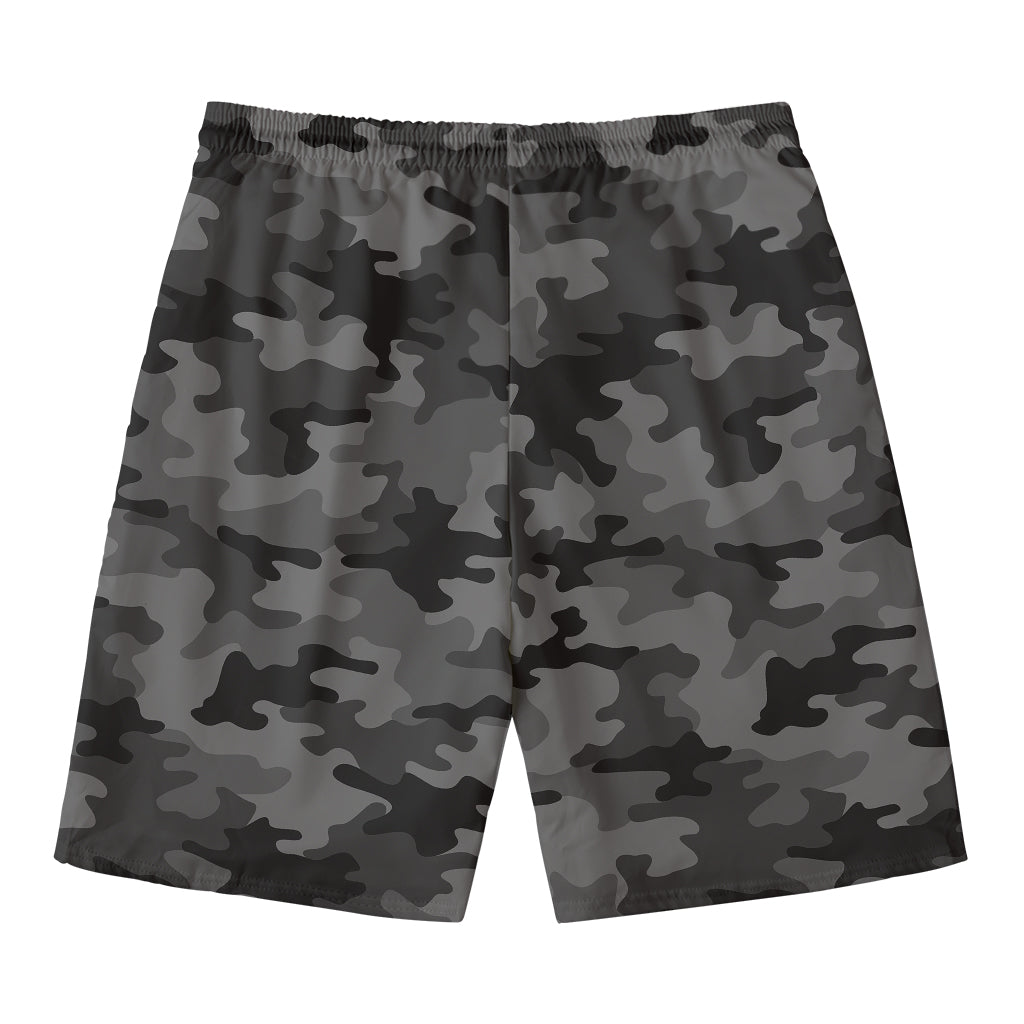 Black And Grey Camouflage Print Men's Swim Trunks
