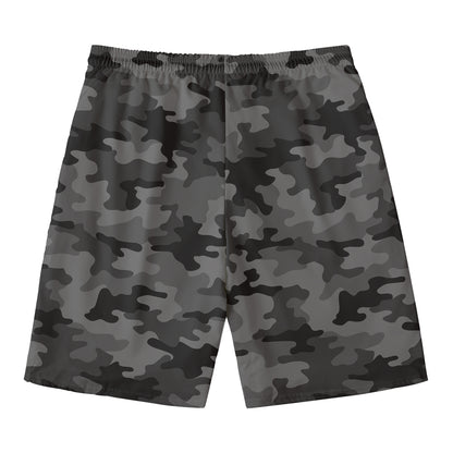 Black And Grey Camouflage Print Men's Swim Trunks