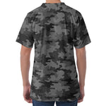 Black And Grey Camouflage Print Men's Velvet T-Shirt