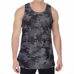 Black And Grey Camouflage Print Men's Velvet Tank Top