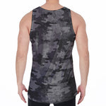Black And Grey Camouflage Print Men's Velvet Tank Top