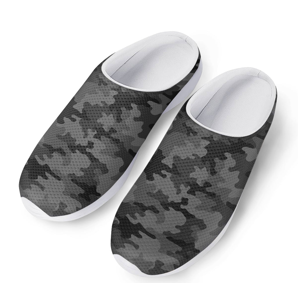 Black And Grey Camouflage Print Mesh Casual Shoes