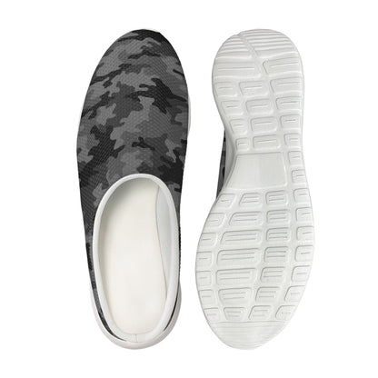 Black And Grey Camouflage Print Mesh Casual Shoes