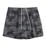 Black And Grey Camouflage Print Mesh Shorts