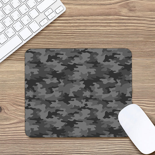 Black And Grey Camouflage Print Mouse Pad