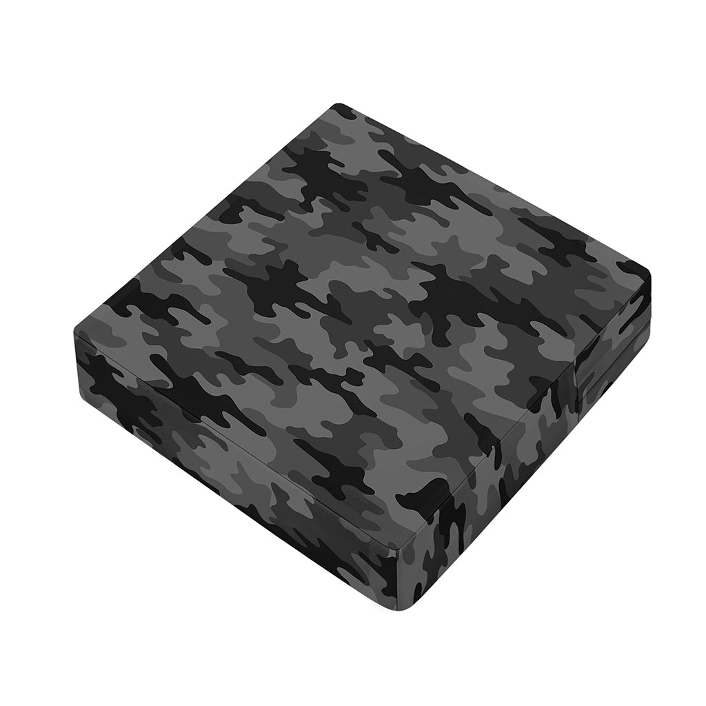 Black And Grey Camouflage Print Outdoor Seat Cushion Cover