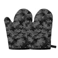 Black And Grey Camouflage Print Oven Mitts