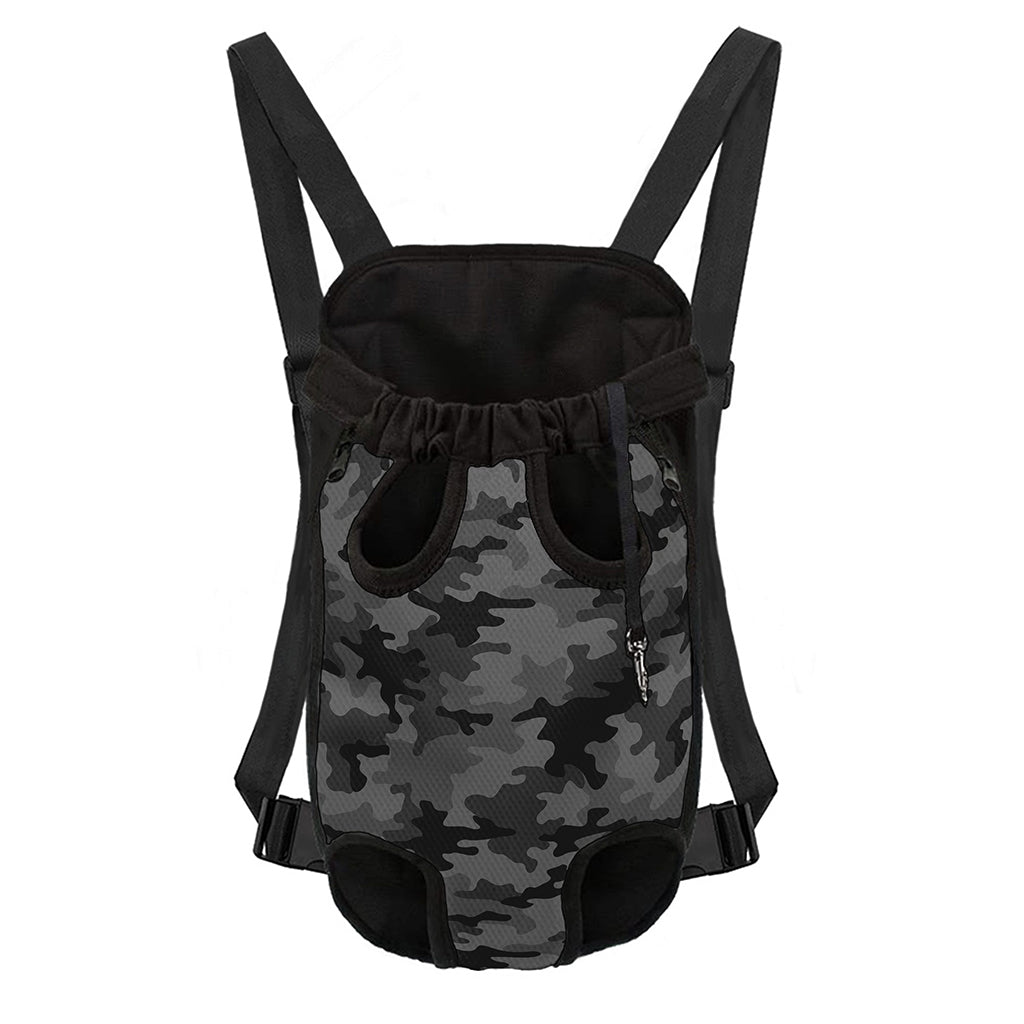 Black And Grey Camouflage Print Pet Carrier Backpack