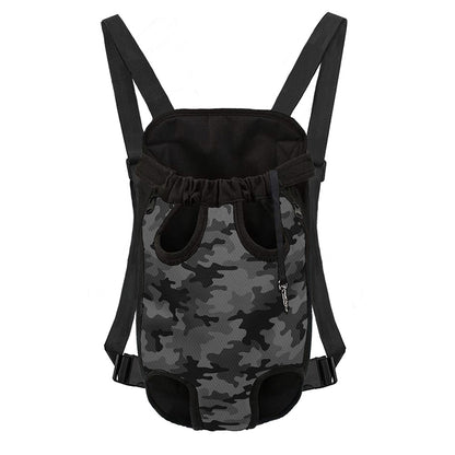 Black And Grey Camouflage Print Pet Carrier Backpack