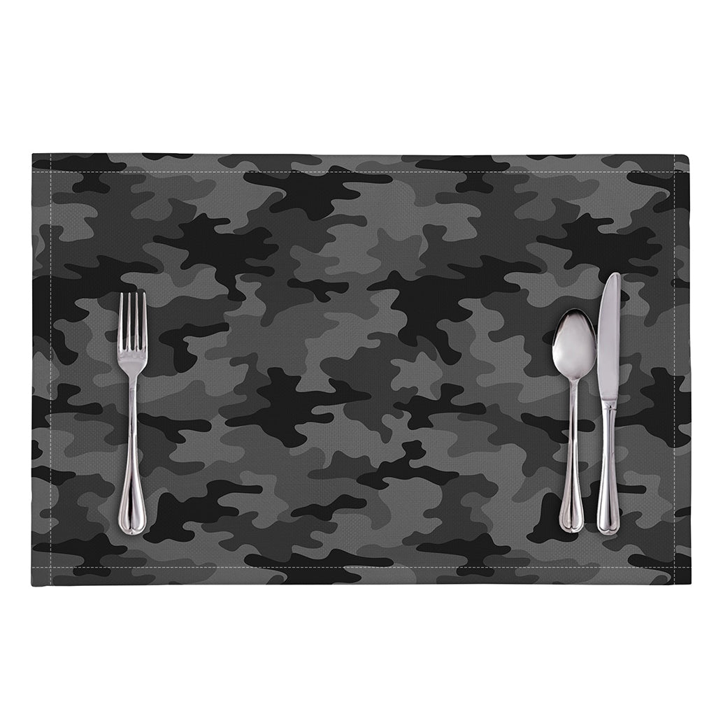 Black And Grey Camouflage Print Placemat