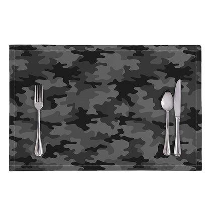 Black And Grey Camouflage Print Placemat