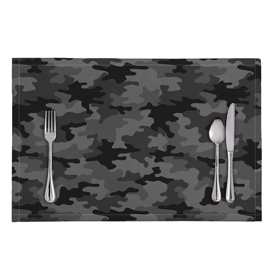 Black And Grey Camouflage Print Placemat