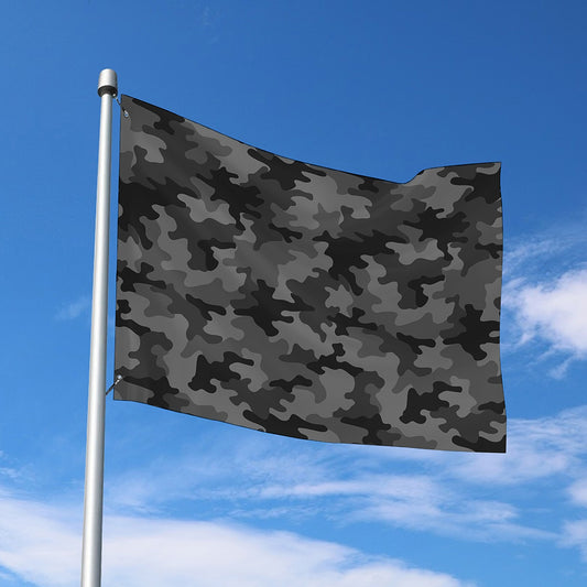 Black And Grey Camouflage Print Polyester Flag